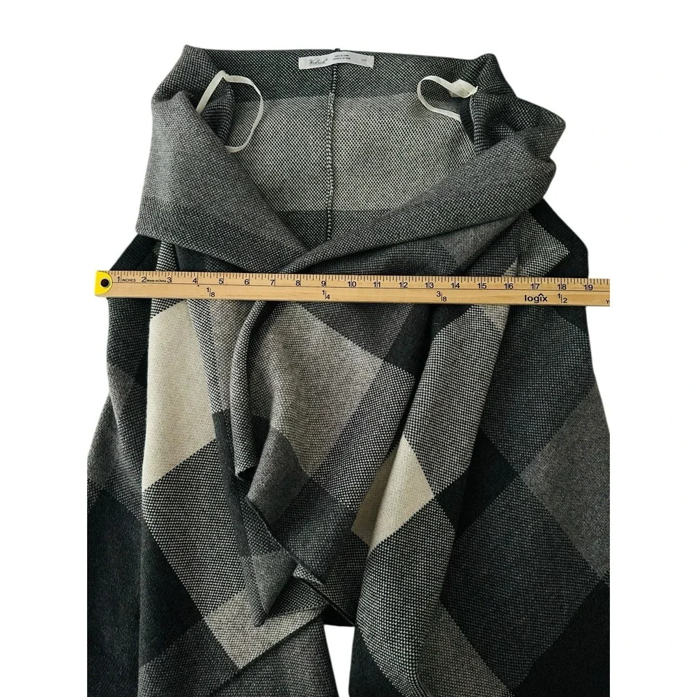 Woolrich Wool‎ Cardigan Wrap LARGE Open Front Plaid Chic Workwear Layering Boxy